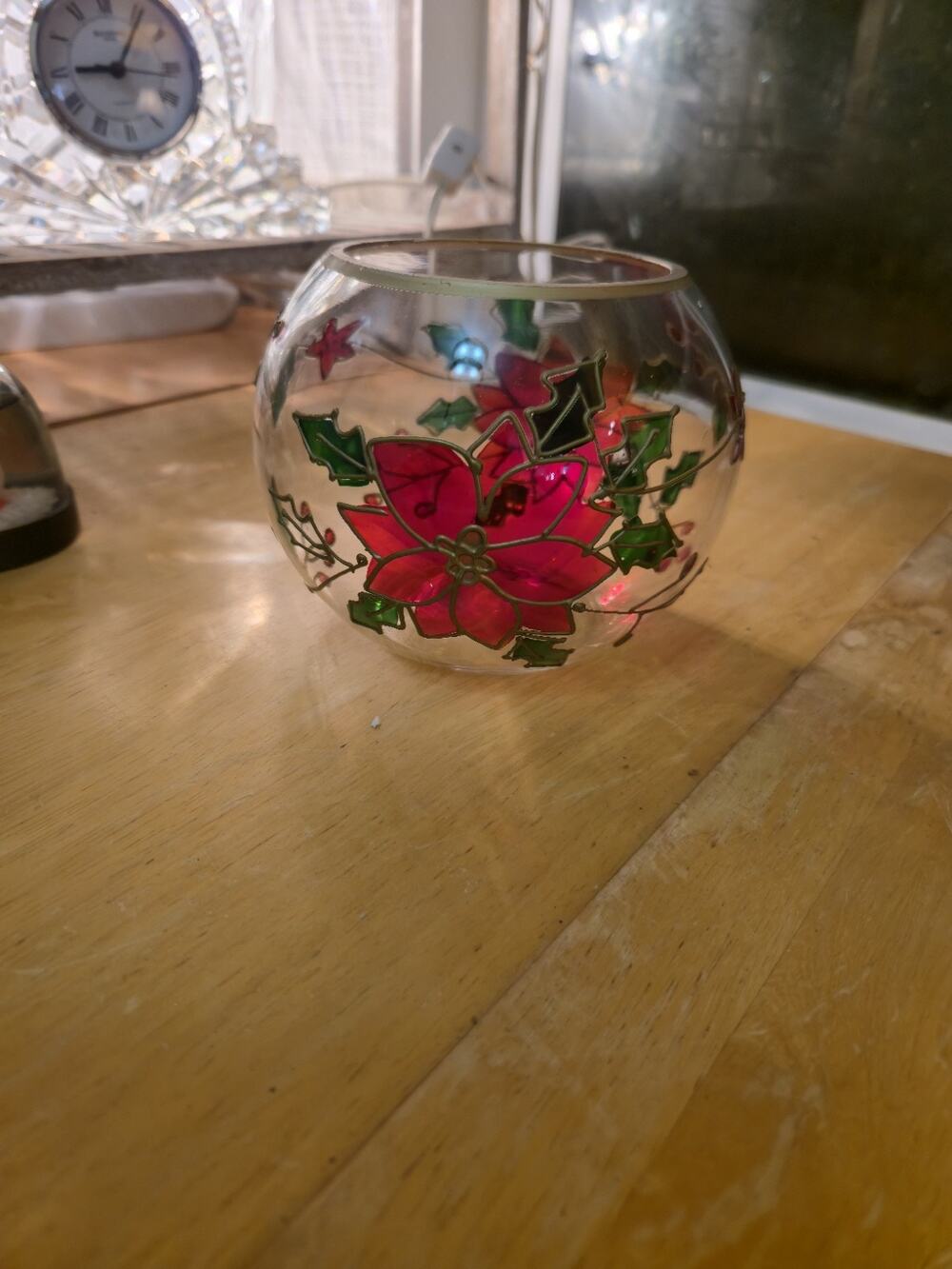 Celebrations by Mikasa Poinsettia Votive Candle Holder Christmas Holiday Bowl